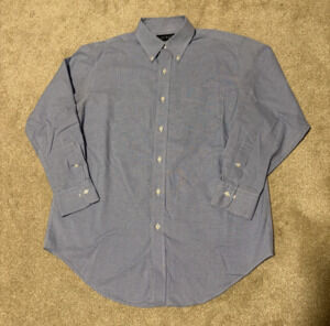 Ralph Lauren Mens Dress Shirt Button Down Blue White Check, Sz L, 16 / 32-33
